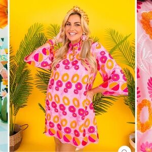 BRIANNA CANNON- Cara Cara Pink & Orange Dress Size:L/XL